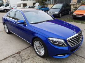 Mercedes S500 autófóliázás: 3M g377 gloss cosmic blue autó fóliával 1