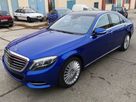 Mercedes S500 autófóliázás: 3M g377 gloss cosmic blue autó fóliával 3
