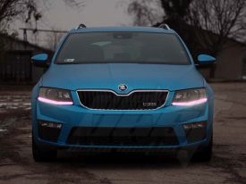 Skoda Octavia RS kombi autófóliázás: TeckWrap Steel Blue VCH313 autó fóliával 02