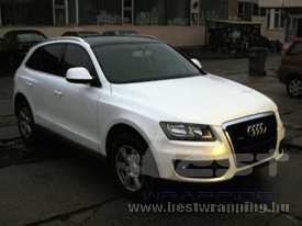 Audi Q5 autófóliázás: gyöngyházfehér autó fóliázás 01